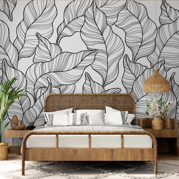Papier peint Papier peint feuillage abstrait de grandes scandinave,