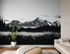 Papier peint Papier peint noir et blanc montagnes lointaines géométrique et scandinave,
