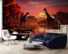 Papier peint Papier peint girafe coucher de soleil chaudes et dramatique
