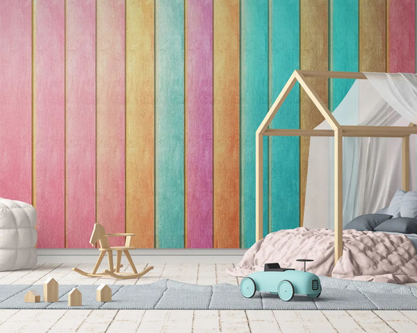 Papier peint Papier peint enfant planches colorées de planches pastel,