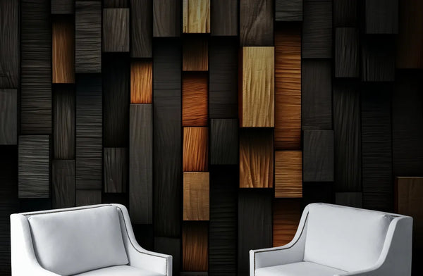 Papier peint Papier peint 3D blocs de bois de blocs contemporain,