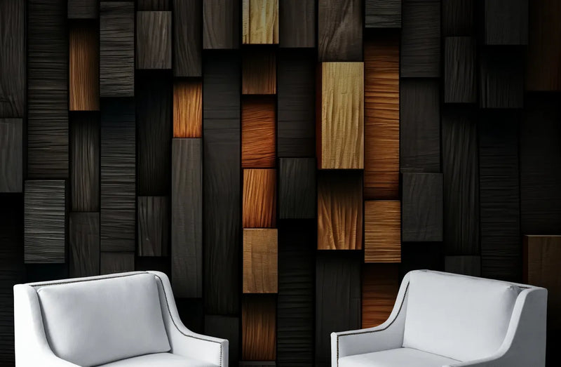 Papier peint Papier peint 3D blocs de bois de blocs contemporain,