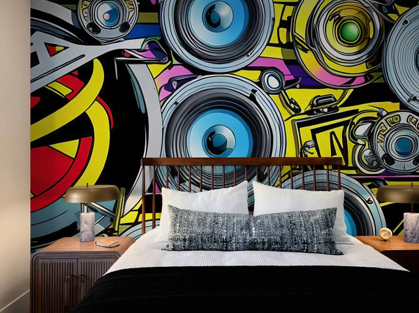 Papier peint Papier peint graffiti music bleu abstrait inspiré énergique,