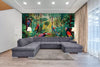 Papier peint Papier peint jungle verdoyante et oiseaux luxuriant de vibrant