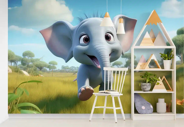 Papier peint Papier peint enfant petit éléphant enfantin avec douces