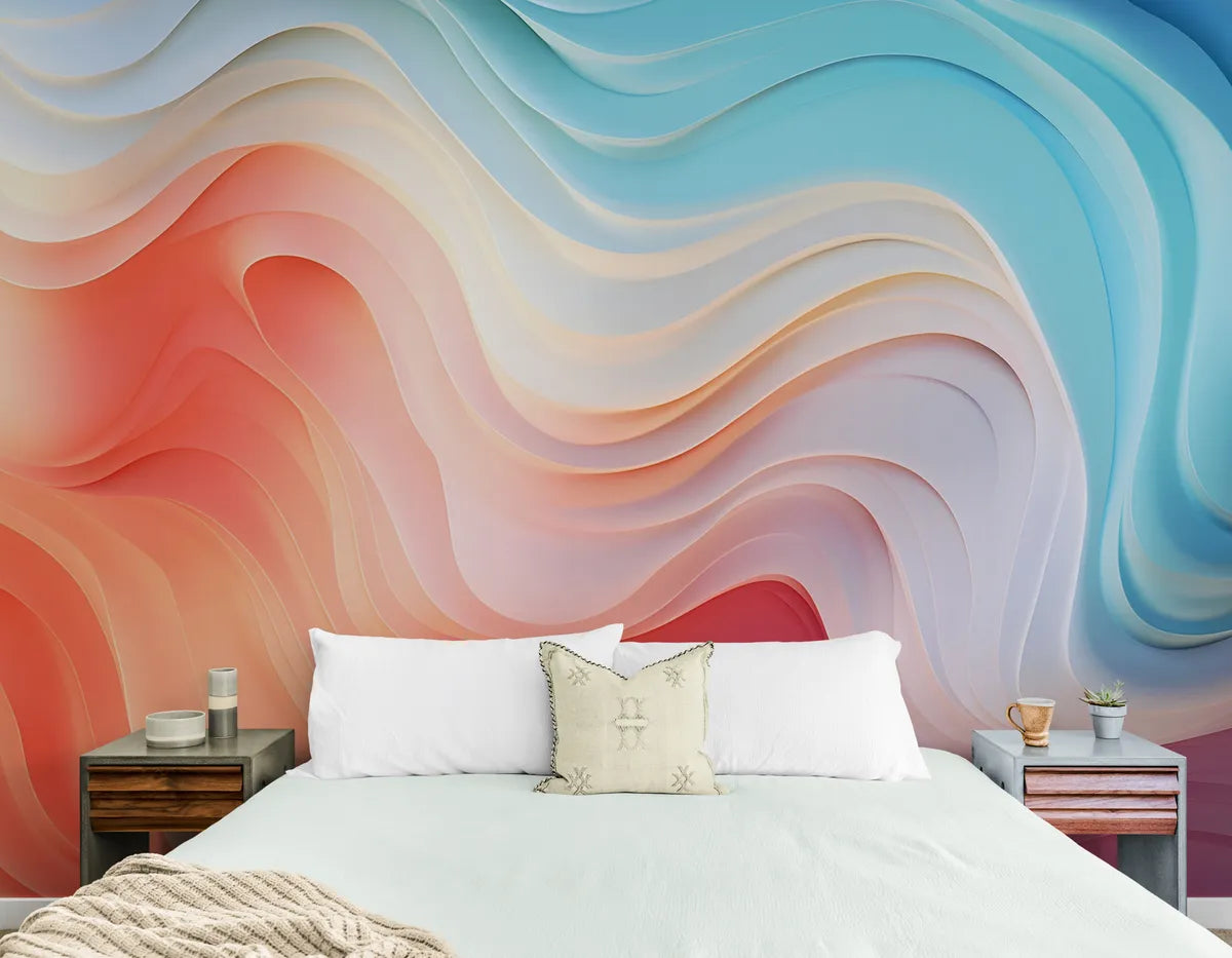 Papier peint Papier peint vagues pastels abstrait de apporte