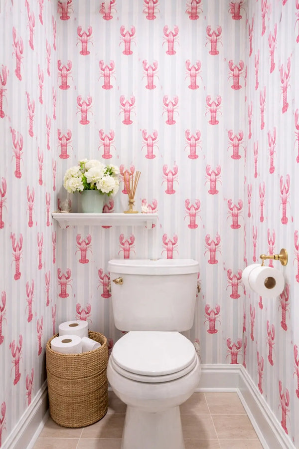 Papier peint homard dans un toilette