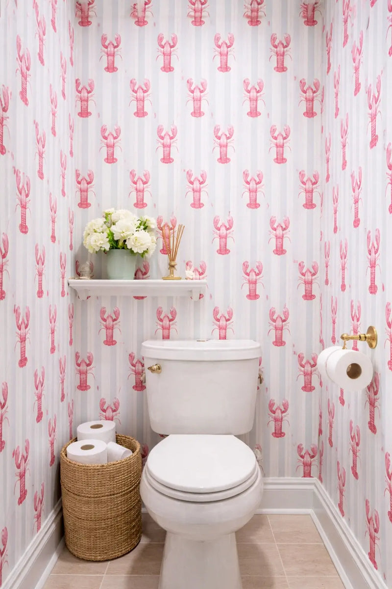 Papier peint homard dans un toilette
