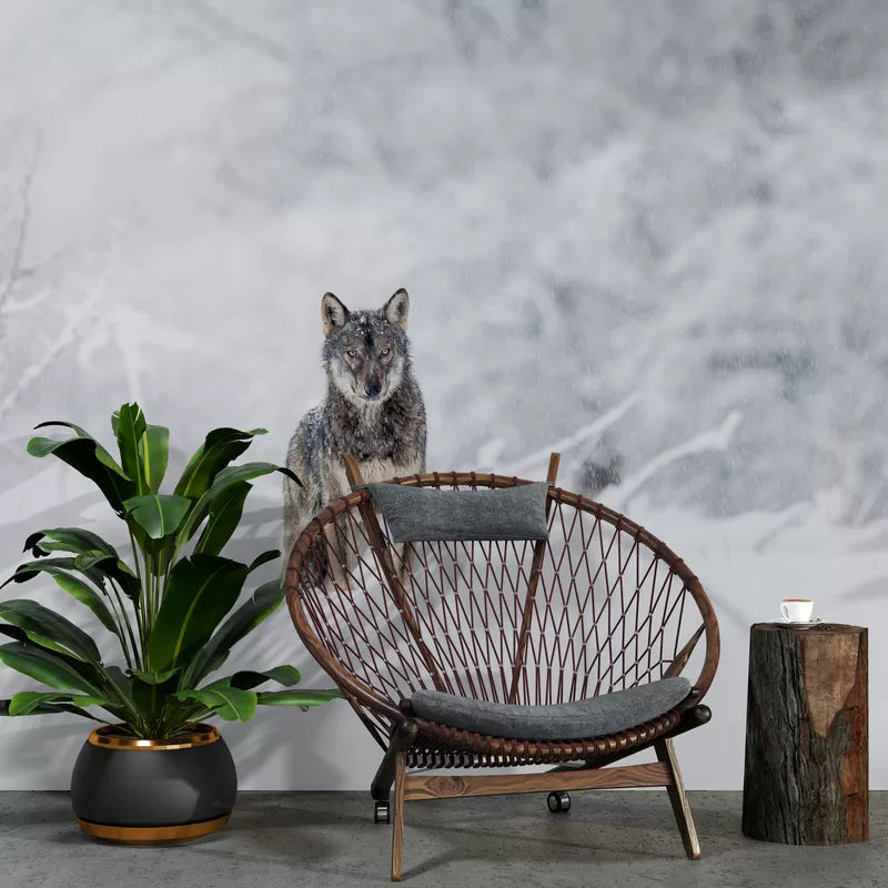 Papier peint Papier peint loup des neiges évoque un scandinave,