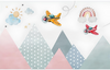 Papier peint enfant montagnes et avions