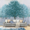 Papier peint Papier peint arbres bleu apporte une paisible