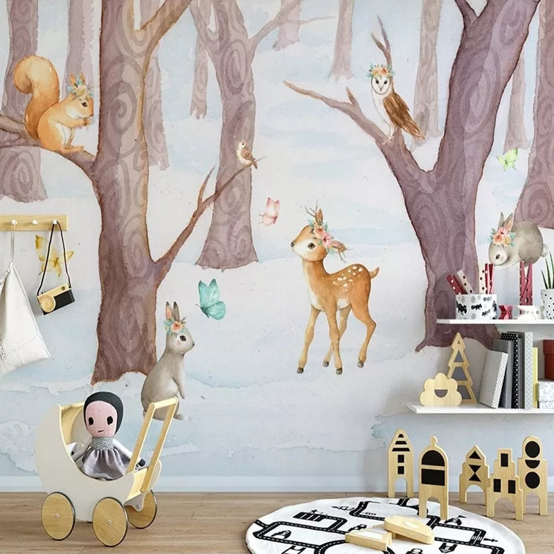 Papier peint Papier peint paysage enfant animaux de la forêt apportera une scandinave,