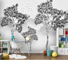 Papier peint Papier peint arbres noir et blanc paisible et