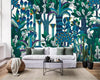 Papier peint Papier peint abstrait forêt tropicale luxuriant inspiré graphique