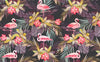 Papier peint fleurs tropicales et flamants roses