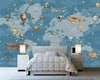 Papier peint Papier peint enfant carte du monde avions et montgolfières enchanteur de rétro