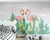 Papier peint Papier peint enfant cactus et flamants roses de flamants bohème,