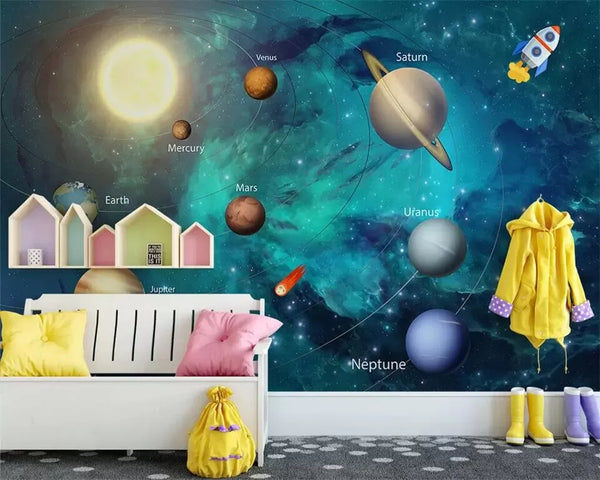 Papier peint Papier peint enfant système solaire spatial enchanteur, invite