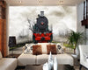 Papier peint Papier peint train noir et rouge vives et vintage,