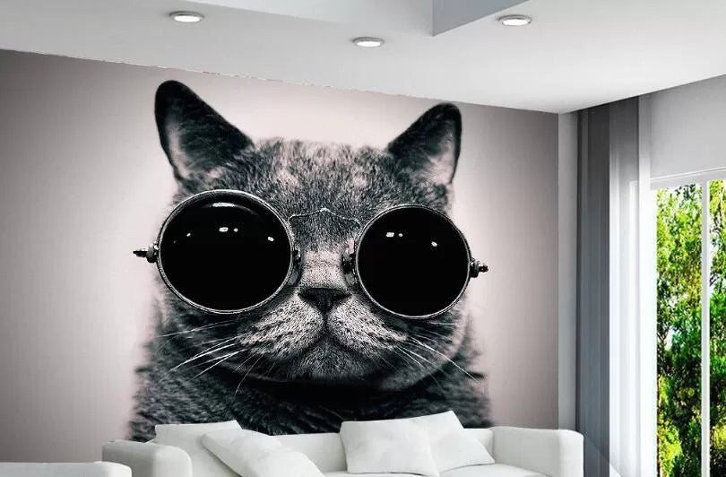 Papier peint Papier peint chat et lunette de soleil s'inspire d'un contemporain