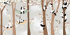 Papier peint enfant pandas dans les arbres