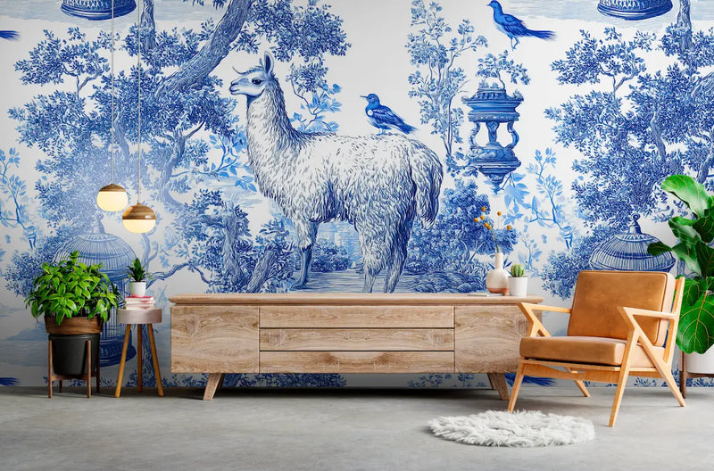 Immersion Papier peint Toile de Jouy Lama Andin