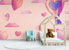 Papier peint papier peint enfant montgolfières et ciel rose étoilé romantique de douces,