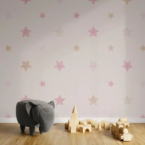 Papier peint Papier peint enfant étoiles roses enfantin et est