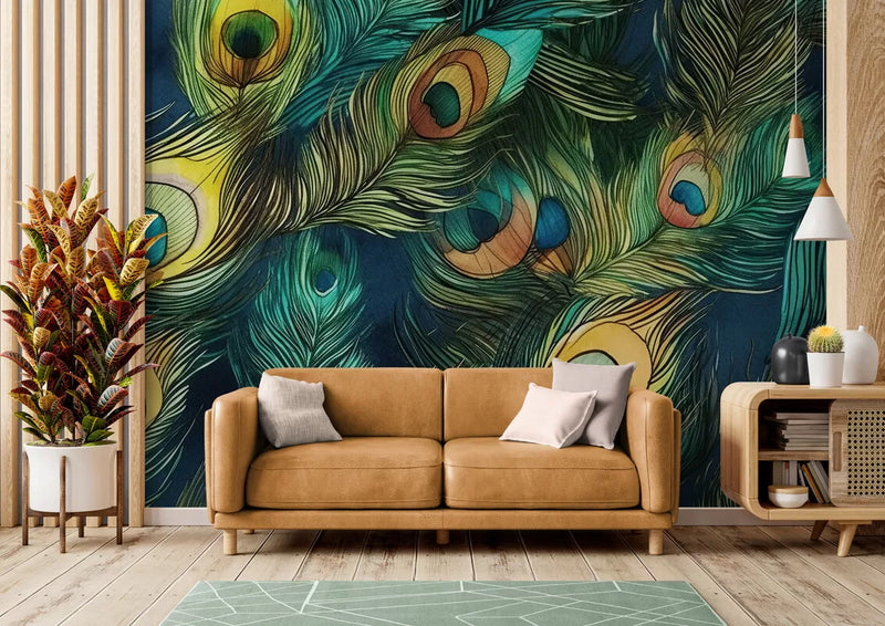 Papier peint Papier peint plumes de paon de plumes offre
