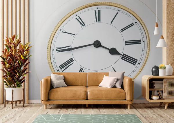 Papier peint Papier peint horloge blanche moderne de cadran classique
