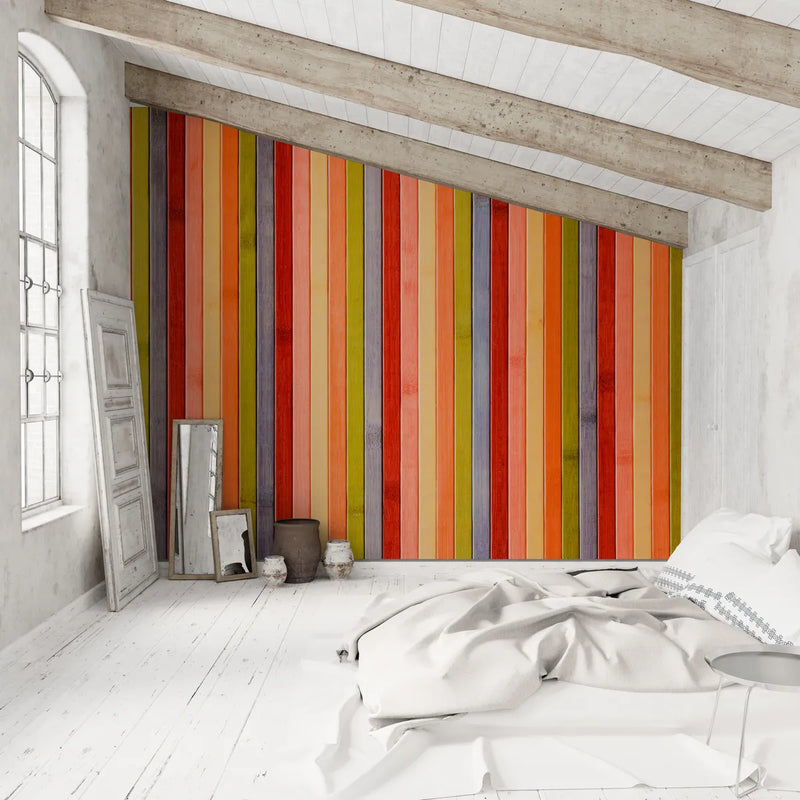 Papier peint Papier peint planche de bois multicolore de planches apporte