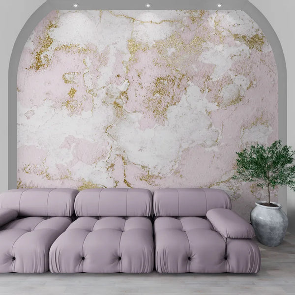 Papier peint Papier peint mabre craquelé rose abstrait inspiré italien