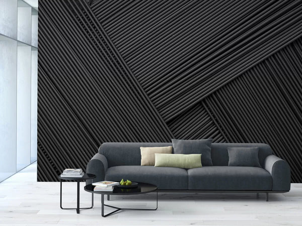 Papier peint Papier peint abstrait lignes noires abstrait en contemporain,