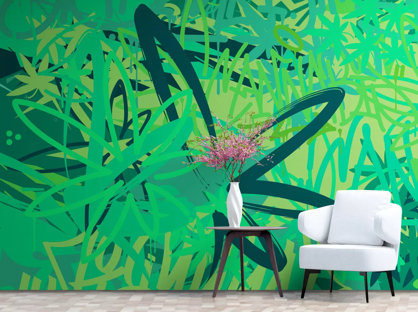 Papier peint Papier peint graffiti vert abstrait de dynamique