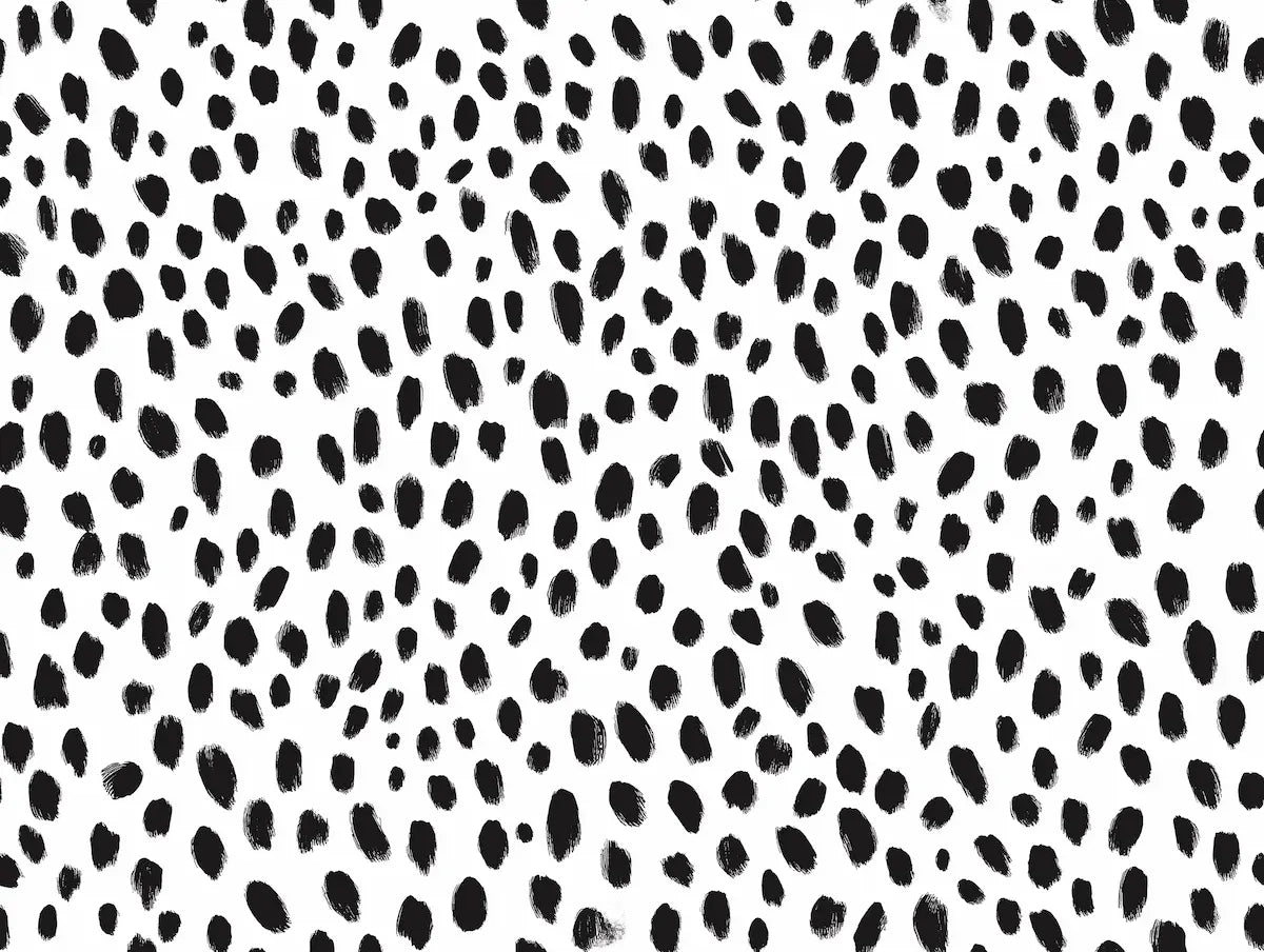 Motif papier peint blanc point noir