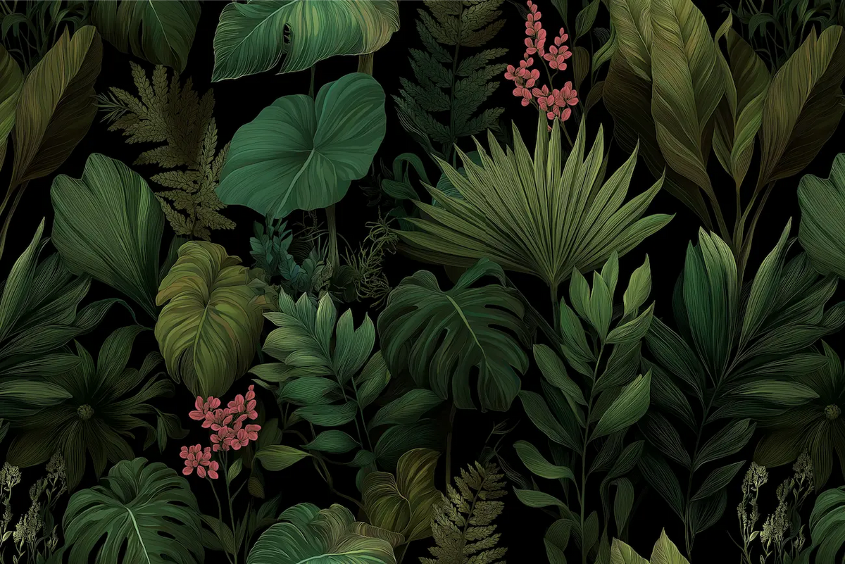 Motif papier peint dark jungle 