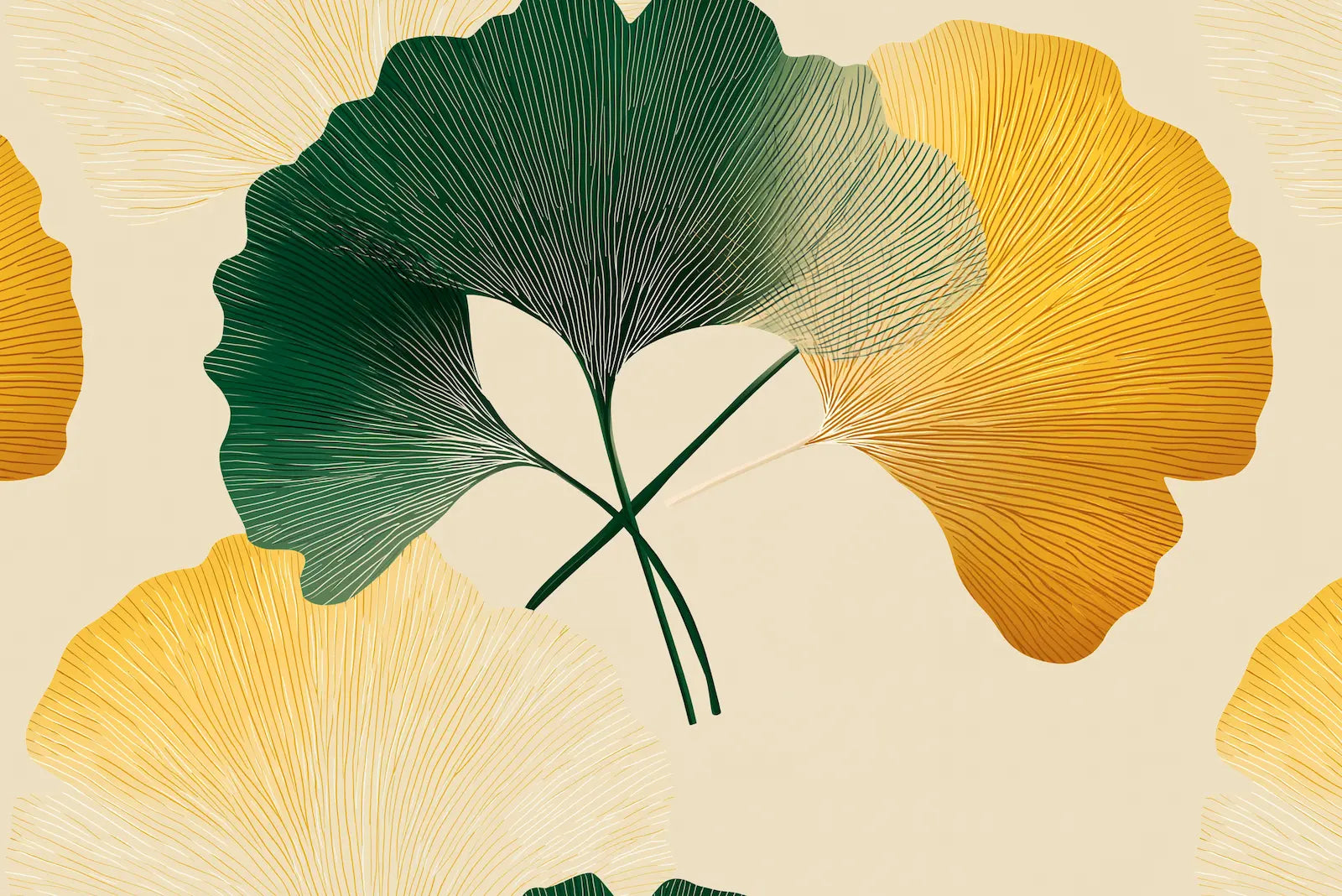 Motif papier peint ginkgo 