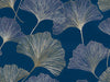 Motif papier peint ginkgo bleu
