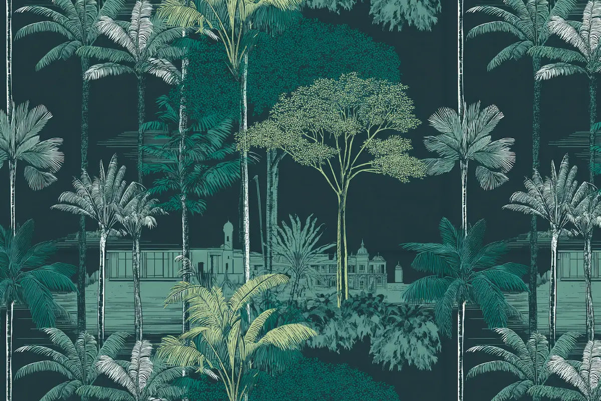 Motif papier peint jardin tropical 