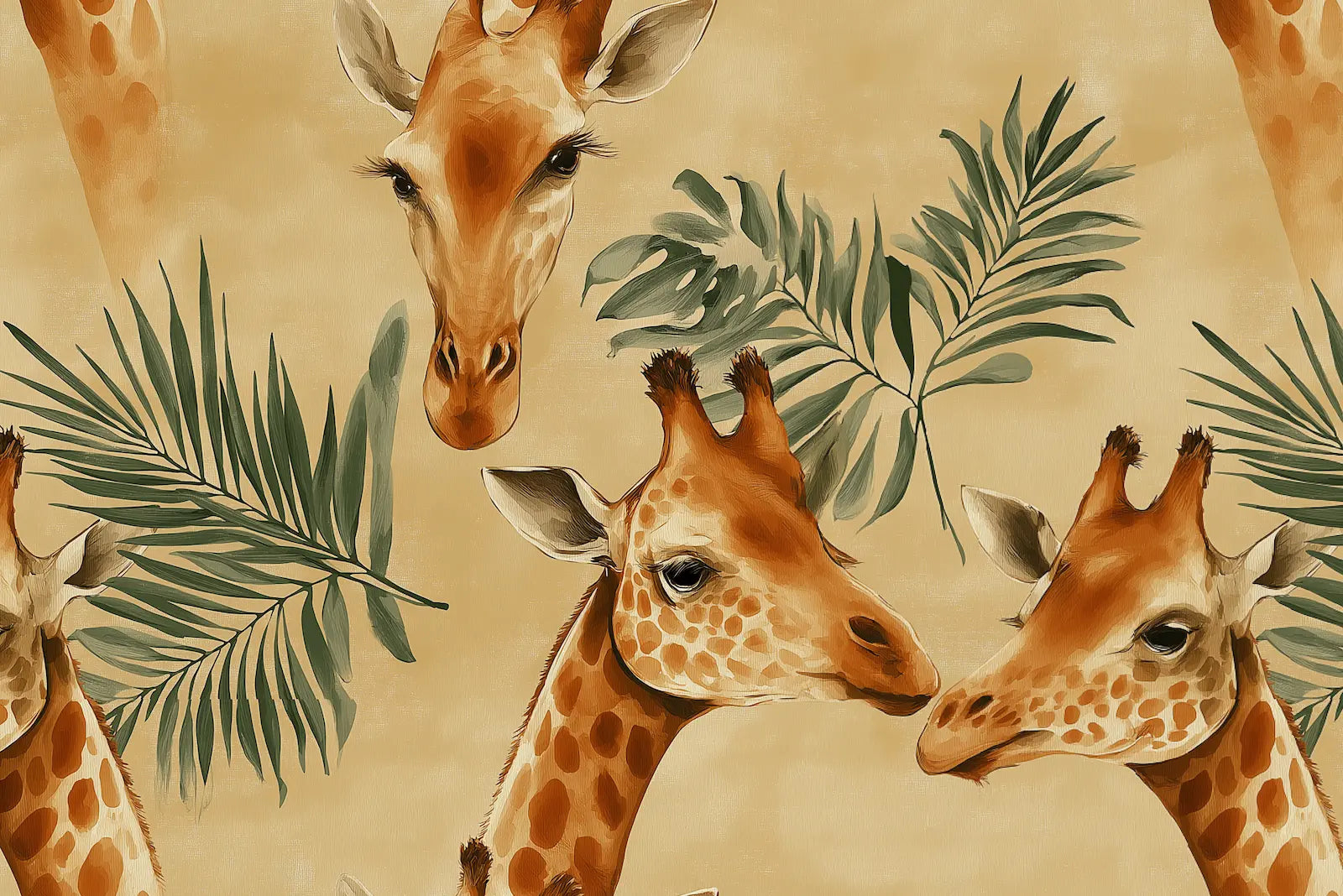 Motif papier peint jungle sepia
