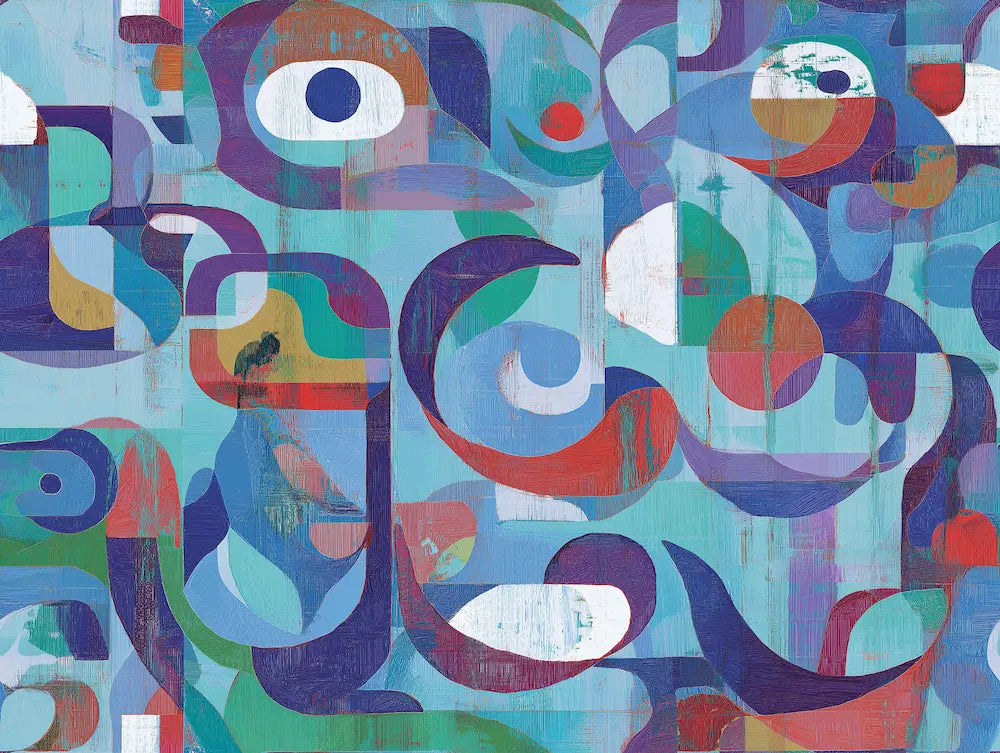 Motif abstrait visage bleu