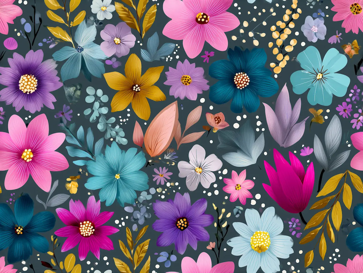 Motif papier peint mille fleurs