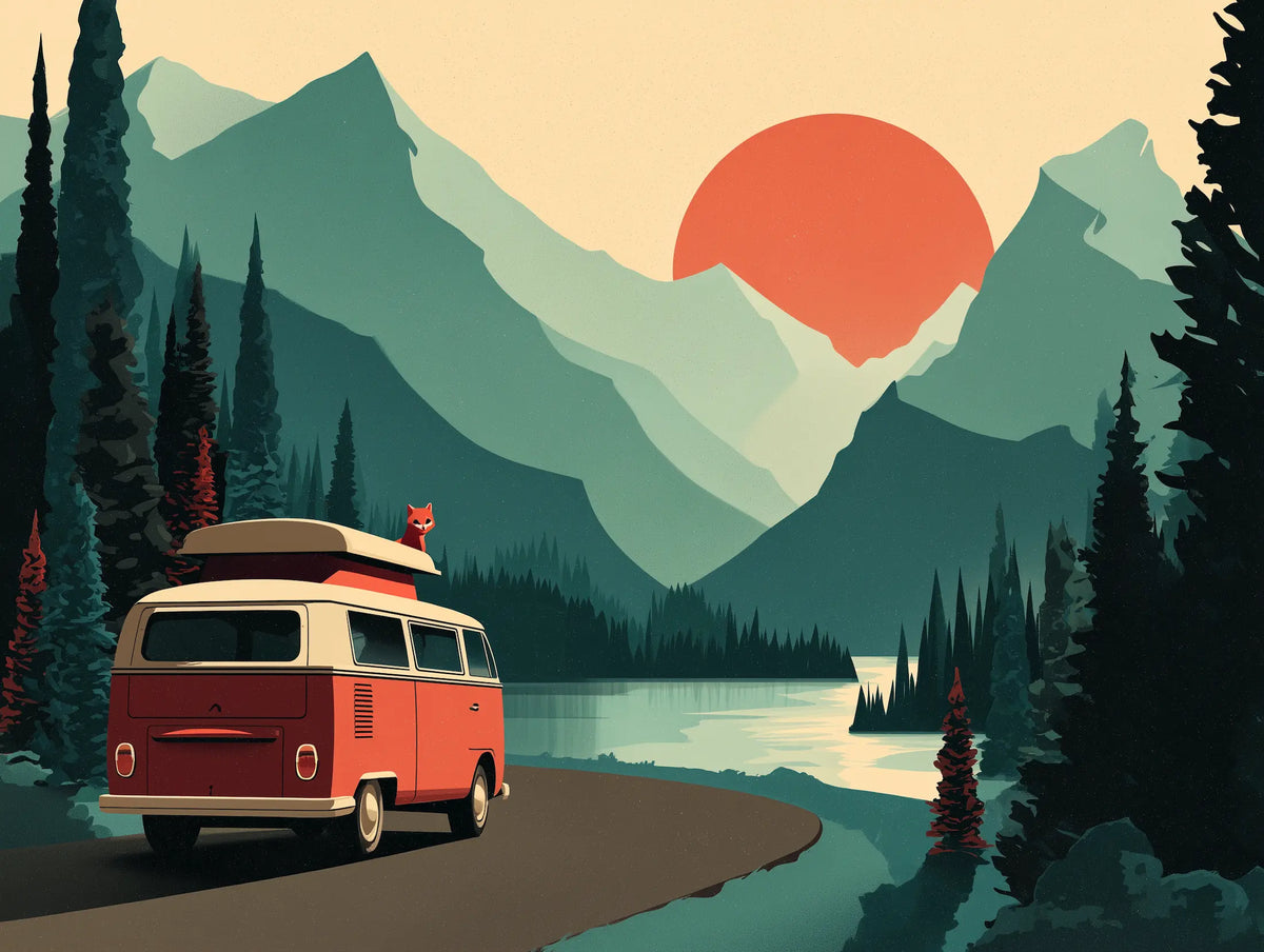 Motif papier peint montagne vert