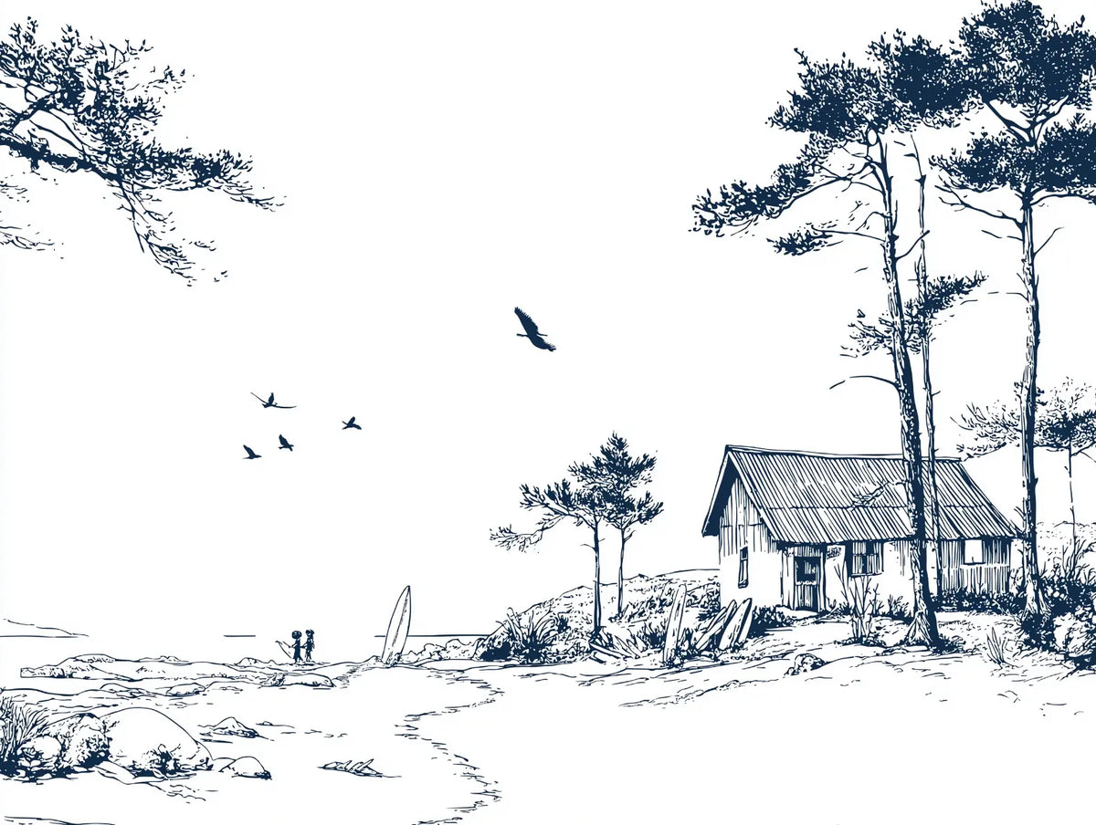 Motif papier peint panoramique pins 