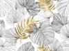 Motif papier peint panoramique plante noir