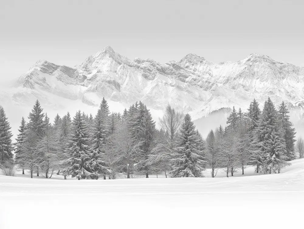 Motif papier peint paysage hiver