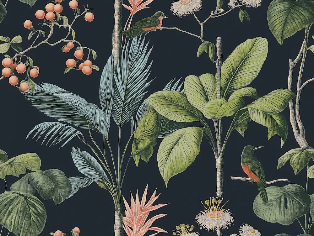 Motif papier peint plage tropical1