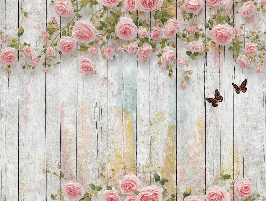 Motif papier peint trompe l oeil fleurs