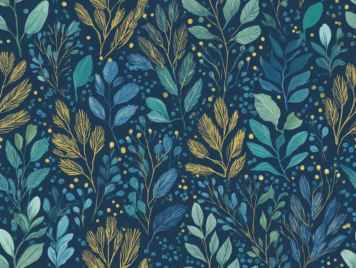 Motif papier peint vinyle sur intissé joy fleur bleu et or