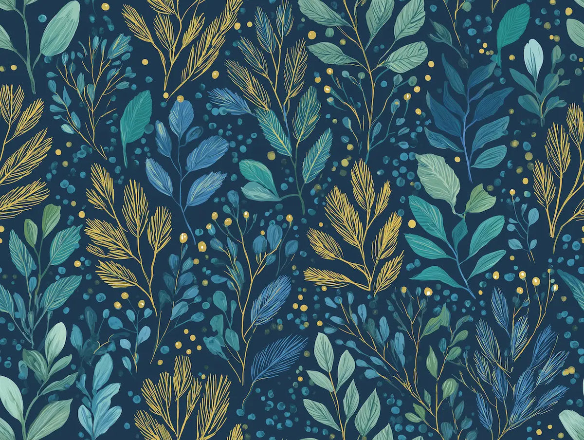 Motif papier peint vinyle sur intissé joy fleur bleu et or